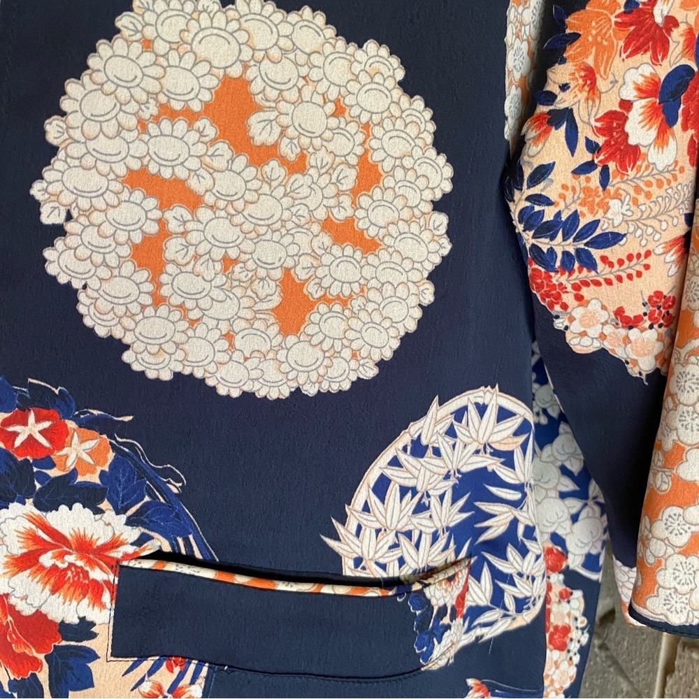 TRF Outerwear Zara Kimono Jacket Women S M Floral Duster Boho Artsy Japanese - Picture 3 of 12